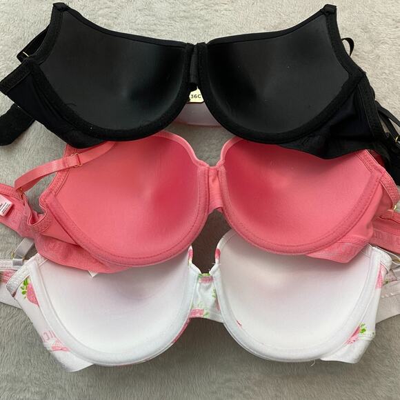 Juicy Couture Sexy Push Up Bra Size 36C/38C 3pack Set Strawberry Pink Black NWT - Picture 3 of 11